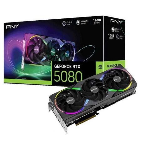 Видеокарта PNY GeForce RTX 5080 ARGB EPIC-X RGB™ Triple Fan 16GB OC DLSS 4