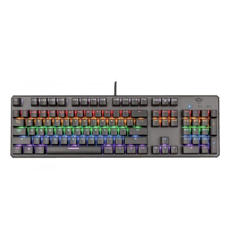 Trust Gaming GXT 865 ASTA  MECHANICAL KEYBOARD, US, quick responding switches, 7 color modes and gaming mode function, 1.8m,  USB, Black