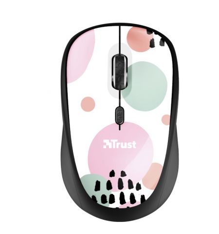 Trust Yvi Wireless Mouse - Pink, 8m 2.4GHz, Micro receiver, 800-1600 dpi, 4 button, Rubber sides for comfort and grip, USB