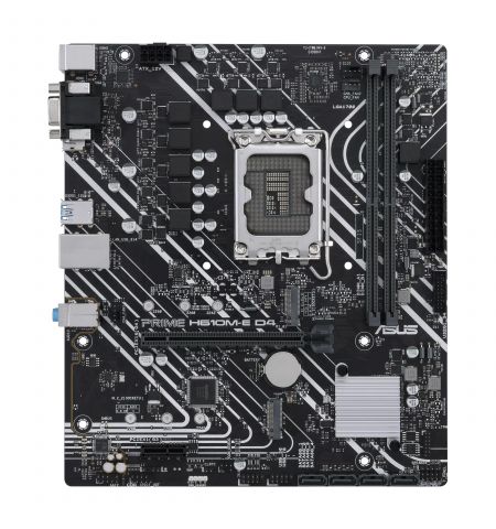 ASUS PRIME H610M-E D4, Socket 1700, Intel® H610 (13/12th Gen CPU), Dual 2xDDR4-3200, VGA, HDMI, DP,  CPU Intel graphics, 1xPCIe X16 4.0, 4xSATA3, 2xM.2, 1xPCIe X1, ALC897 7.1, 1xGbE LAN, 4xUSB3.2, 5X Pro III, RGB header, mATX