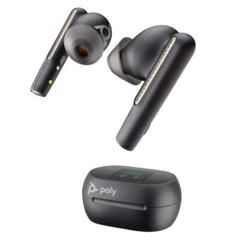 Poly Voyager Free 60+ UC Carbon Black Earbuds +BT700 USB-C Adapter +Touchscreen Charge Case, Up to 30 m, Bluetooth® Core 5.3, ANC, SoundGuard Digital, Up to 16.5 hours, two devices at the same time, 5.8 g (each earbud)
