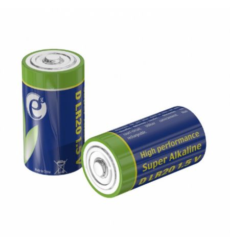Gembird Alcaline Battery D-cell LR20 1.5V,  2pcs, High performance and long lifetime
