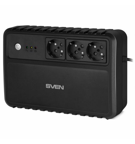 SVEN UP-L800, Line-interactive UPS with AVR, 800VA /400W, 3 x Schuko outlets, LED status indication, USB, Black