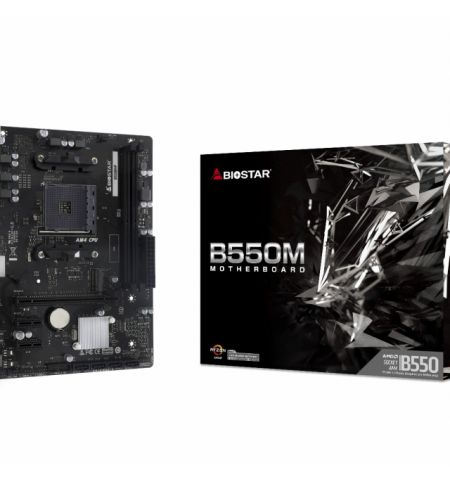 BIOSTAR B550MHP, Socket AM4, AMD B550, Dual 2xDDR4-4400+, APU AMD graphics, VGA, HDMI, 1xPCIe4.0 X16, 4xSATA3, RAID, 1x M.2 Gen4 x4(64Gb/s), 2xPCIe3.0 X1, ALC897 7.1 HDA, GbE LAN, 4xUSB3.2, mATX