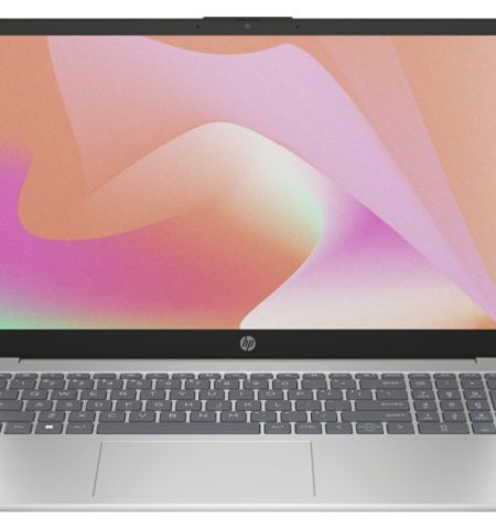 HP Laptop 15 Natural Silver (15-fc0058ci), 15.6” IPS FHD 300 nits (AMD Ryzen 5 7520U, 4xCore, 2.8-4.3 GHz, 8GB (on board) LPDDR5 RAM, 512GB PCIe NVMe SSD, AMD Radeon 610M, no ODD, WiFi-AX6/BT5.3, Type-C, 41Wh 3cell, 720p HD Webcam, En/Ru, FreeDOS, 1.6kg)
