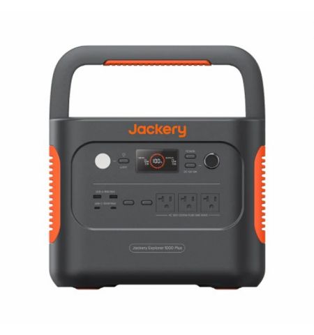 Jackery ”Explorer 1000 Plus” Portable Power Station, Capacity: 1264Wh, AC Output: 2000W, LCD, 2* USB-A, 2*USB-C, 2*AC Output, 1 Car port, DC Output, 4000 Cycles LiFePO4, Jackery APP, Weight:14.5kg, 283x260x356mm, Charge 0-100% in 1.7 Hour, Black/Orange