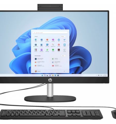 All-in-One PC - 27” HP AiO 27-cr0011ci 27” FHD IPS Non-Touch, AMD Ryzen 5 7520U, 16Gb LPDDR5, 512GB M.2 PCIe NVMe SSD, Intel Internal Graphics, CR, HD Cam, WiFi6 2x2 + BT5, HDMI, LAN, Kbd and Mouse Black Wireless 510SP, FreeDos, Jet Black.