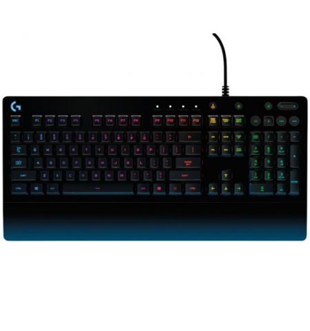 Logitech Gaming Keyboard G213 Prodigy, Mech-Dome, Spill resistance, Media controls, RGB, Integrated palm rest, Adjustable feet, Anti-ghosting, Game Mode, USB, Black, US International layout