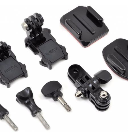 GoPro Grab Bag -give yourself more mounting options and spare parts. Includes Curved and Flat Adhesive Mounts, two Mounting Buckles, a 3-Way Pivot Arm, plus a variety of short and long thumb screws, compatible with all GoPro cameras.
