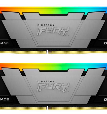 16GB (Kit of 2*8GB) DDR4-3200  Kingston FURY® Renegade DDR4 RGB, PC25600, CL16, 1Rx8, 1.35V, Symmetric Black/Silver Large heat spreader, Dynamic RGB effects featuring Kingston FURY Infrared Sync technology, Intel XMP Ready (Extreme Memory Profiles)