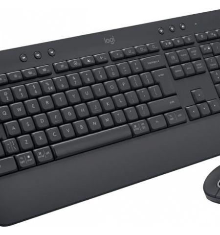 Logitech Wireless Signature MK650 Combo for Business, upgraded shortcuts and integrated palm rest, Bluetooth Low Energy Wireless (Bluetooth 5.1) or Logi Bolt USB Receiver, GRAPHITE - US / RU