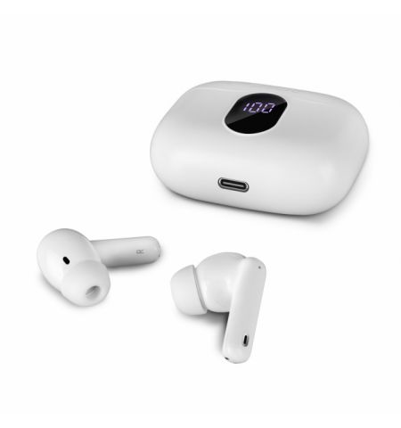 SVEN E-310B, TWS Wireless In-ear stereo earbuds with microphone, Bluetooth 5.4, ANC, ENC, Transparency mode, Game mode, Smart Life app, LED display, ”Find Me” function, 26 hours battery life with the charging case, Sensor buttons, White