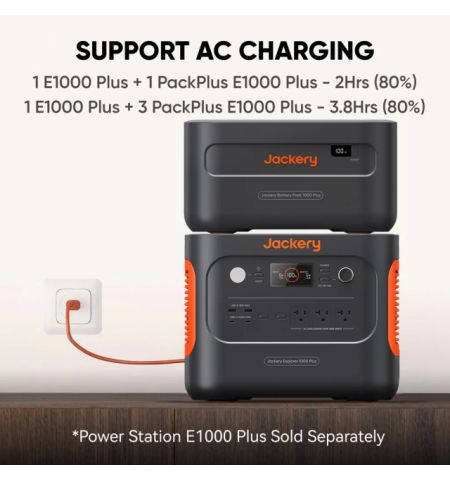 Jackery ”Explorer 1000 Plus” Battery Pack, Capacity: 1264Wh, 4000 Cycles LiFePO4, Weight:10.2kg,  35.6x26x19.8cm, Compatible with Jackery ”Explorer 1000 Plus”, Black/Orange Jackery ”Explorer 1000 Plus” Battery Pack, Capacity: 1264Wh, 4000 Cycles LiFePO4, Weight:10.2kg,  35.6x26x19.8cm, Compatible with Jackery ”Explorer 1000 Plus”, Black/Orange