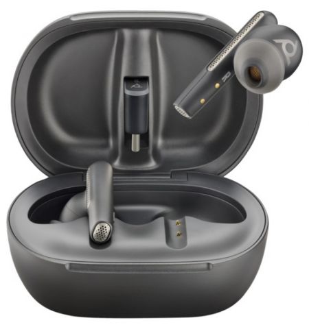 Poly Voyager Free 60+ UC Carbon Black Earbuds +BT700 USB-C Adapter +Touchscreen Charge Case, Up to 30 m, Bluetooth® Core 5.3, ANC, SoundGuard Digital, Up to 16.5 hours, two devices at the same time, 5.8 g (each earbud)