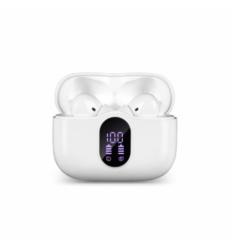 SVEN E-310B, TWS Wireless In-ear stereo earbuds with microphone, Bluetooth 5.4, ANC, ENC, Transparency mode, Game mode, Smart Life app, LED display, ”Find Me” function, 26 hours battery life with the charging case, Sensor buttons, White