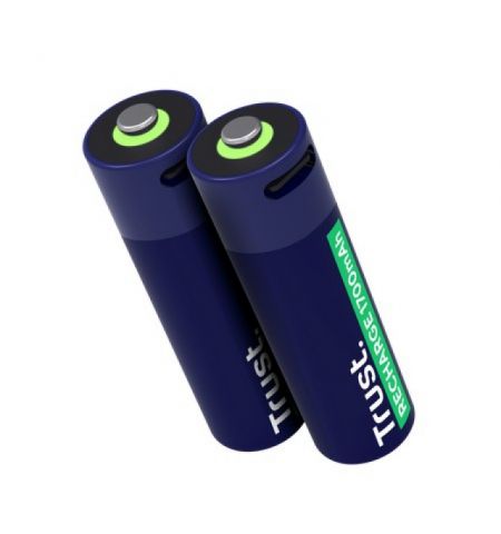 Trust USB-C Rechargeable Battery  AA 1700 mAh, up to 800 charge cycles, charging 100% within 2 hours, 2 Pack Trust USB-C Rechargeable Battery  AA 1700 mAh, up to 800 charge cycles, charging 100% within 2 hours, 2 Pack