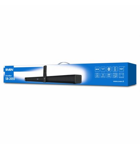 SVEN Soundbar SB-2055, 80 W, Bluetooth, USB, AUX (3.5mm jack), HDMI (ARC), SPDIF (Optical), remote control, LED display, black