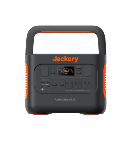 Jackery "Explorer 1000 Pro" Portable Power Station, Capacity: 1002Wh, AC Output: 1000W (2000W peak), LCD, 2* USB-A, 2*USB-C, 3*AC Output, 1 Car port, DC Output, 2000 Cycles Lithium-ion, Weight:11.5kg, 26x26x34cm, Charge 0-100% in 1.8 Hour, Black/Orange
