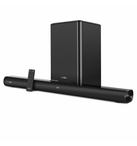SVEN Soundbar SB-2200D with wireless subwoofer, 300 W, Bluetooth, USB, AUX (3.5mm jack), HDMI (ARC), SPDIF (Optical), remote control, Support of Dolby Digital, LED display, black