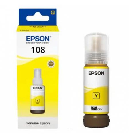 Epson 108 EcoTank Yellow ink bottle, 70ml, 7200p. for EcoTank L8050 & L18050.