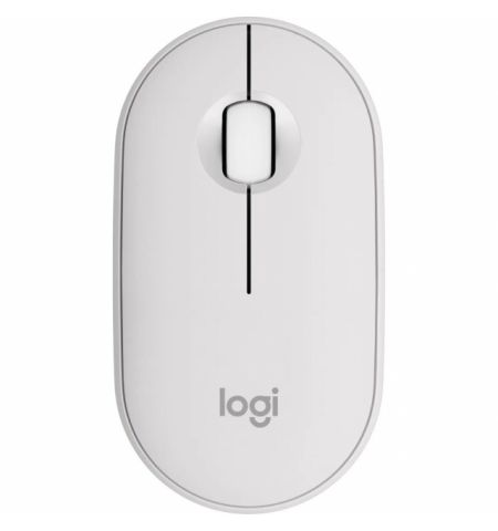 Logitech Wireless Pebble Mouse 2 M350s Tonal White, Slim, compact Bluetooth mouse with a customizable button, 400-4000 dpi, Nano receiver, Multi-device pairing, Silent click