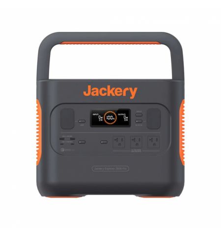 Jackery "Explorer 2000 Pro" Portable Power Station, Capacity: 2160Wh, AC Output: 2200W, LCD, 2* USB-A, 2*USB-C, 3*AC Output, 1 Car port, DC Output, 2000 Cycles Lithium-ion, Weight:19.5kg, 31x27x38cm, Charge 0-100% in 2 Hour, Black/Orange