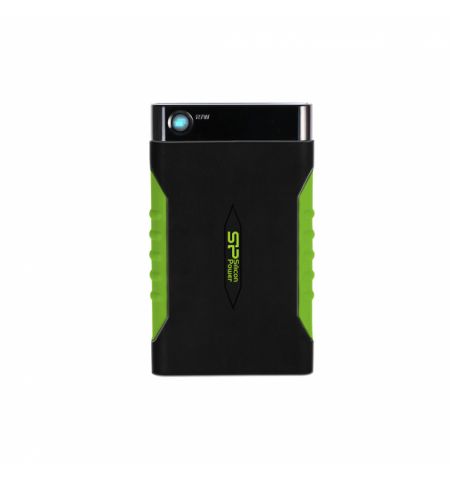 2.5” External HDD 1.0TB (USB3.1)  Silicon Power Armor A15, Black/Green, Rubber + Plastic, Military-Grade Protection MIL-STD 810F Method 516.5 Procedure IV, 3-Meter freefall test, Durable anti-shock rubber outer case