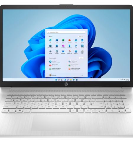 HP Laptop 17 Natural Silver (17-cn2044cii), 17.3” IPS FHD 300 nits (Intel Core i5-1235U 10xCore 3.3-4.4 GHz, 16GB (2x8) DDR4 RAM, 512GB PCIe NVMe SSD, Intel Iris Xe Graphics, no ODD, WiFi 5-AC/BT5.0, Type-C, 41Wh 3cell, 720p HD Webcam, Ru, FreeDOS, 2.08kg