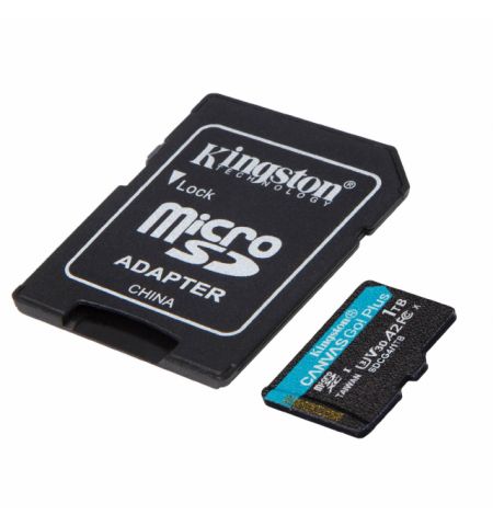 1.0TB microSD Class10 A2 UHS-I U3 (V30) Kingston Canvas Go Plus Gen 4 + SD Adapter, Ultimate, up to 200Mb/s, Ideal for Android mobile devices, action cams, drones and 4K video production 1.0TB microSD Class10 A2 UHS-I U3 (V30) Kingston Canvas Go Plus Gen 4 + SD Adapter, Ultimate, up to 200Mb/s, Ideal for Android mobile devices, action cams, drones and 4K video production