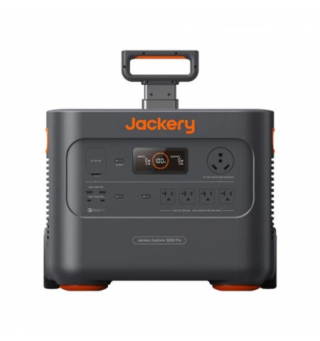 Jackery "Explorer 3000 Pro" Portable Power Station, Capacity: 3024Wh, AC Output: 3000W, LCD, 2* USB-A, 2*USB-C, 4*AC Output, 1 Car port, 2*DC Output, 2000 Cycles Lithium-ion, Weight: 29kg, Pull rod and wheels, 37x36x47cm, Charge 0-100% in 2.4 Hour, Smart  Jackery "Explorer 3000 Pro" Portable Power Station, Capacity: 3024Wh, AC Output: 3000W, LCD, 2* USB-A, 2*USB-C, 4*AC Output, 1 Car port, 2*DC Output, 2000 Cycles Lithium-ion, Weight: 29kg, Pull rod and wheels, 37x36x47cm, Charge 0-100% in 2.4 Hour, Smart