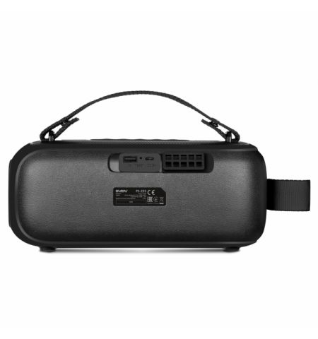 SVEN PS-255 Black, Bluetooth Portable Speaker with wireless microphone, 12W RMS (2x6W), Dynamic switchable RGB backlight, FM tuner, USB, Li-Ion battery: 3.7V, 3600mAh (13.32Wh) / USB Type-C: DC 5 V, 1.2 kg, black