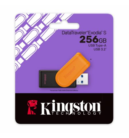 256GB USB3.2  Kingston DataTraveler Exodia S Black/Orange, Moving cap design, (Read 100 MByte/s, Write 12 MByte/s) 256GB USB3.2  Kingston DataTraveler Exodia S Black/Orange, Moving cap design, (Read 100 MByte/s, Write 12 MByte/s)