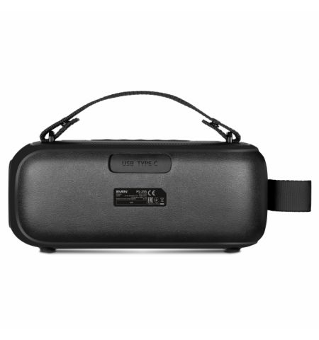 SVEN PS-255 Black, Bluetooth Portable Speaker with wireless microphone, 12W RMS (2x6W), Dynamic switchable RGB backlight, FM tuner, USB, Li-Ion battery: 3.7V, 3600mAh (13.32Wh) / USB Type-C: DC 5 V, 1.2 kg, black