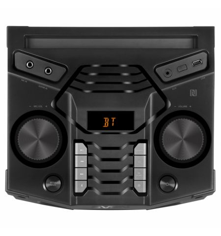 SVEN PS-1500, 500W (2x250) Dynamic switchable RGB backlight, TWS, Bluetooth, FM, USB, LED display, microphone input for karaoke, NFC, Audio input for connecting an electric guitar, Carrying handle and wheels, Wooden body (MDF), 13 kg, Black