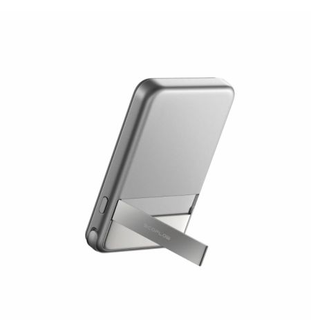 EcoFlow Rapid 5000 Magnetic Power Bank, Wireless Charging Qi2.0 15W, Battery 18.5 Wh (5000 mAh), Built-in Fast Charging USB Cable, Kickstand, 180g – Silver