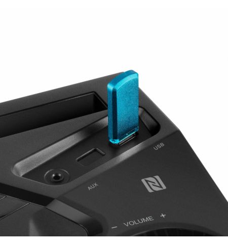 SVEN PS-1500, 500W (2x250) Dynamic switchable RGB backlight, TWS, Bluetooth, FM, USB, LED display, microphone input for karaoke, NFC, Audio input for connecting an electric guitar, Carrying handle and wheels, Wooden body (MDF), 13 kg, Black