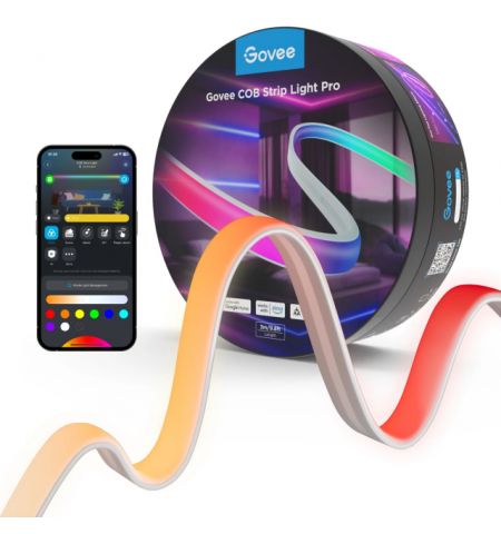 Light Strip  GOVEE RGBICW COB Strip Light Pro 3m, White, Smart Wi-Fi Light Strip, Wi-Fi + BT, Matter Compatible, Multicolor, Zonal Color Control, App, Shape Recognition, No Hub Required, Flexible Installation, AI Lighting Bot