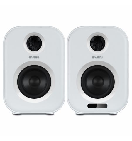 SVEN MC-5 White,  2.0 / 2x25W RMS, Bluetooth, RCA, microSD, USB flash, optical input, remote control, All-in-one control panel with touch buttons.