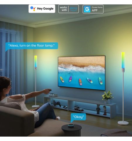 Floor Lamp  GOVEE RGBICW Cylinder Floor Lamp, Wi-Fi + BT, Multicolor + Extra White LEDs, Multidirectional Lighting, 360° lighting, 2200k-6500k, 1500 lumens, No Hub Required, 64 Preset Scene Modes, Schedule & Timer Functions, App, Control Box, Voice Contro Floor Lamp  GOVEE RGBICW Cylinder Floor Lamp, Wi-Fi + BT, Multicolor + Extra White LEDs, Multidirectional Lighting, 360° lighting, 2200k-6500k, 1500 lumens, No Hub Required, 64 Preset Scene Modes, Schedule & Timer Functions, App, Control Box, Voice Contro