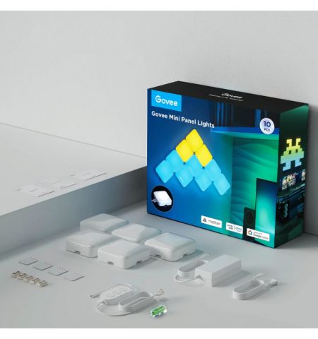 Square Lights  GOVEE Smart Mini Panel Lights 10 Pack, Wi-Fi + BT, Multicolor, Diffused RGBIC Light Effects, No Hub Required, DIY Lighting Effects, Flexible Installation, 40 Preset Lighting Effects, Customizable Design Layout, App, Control Box, Voice Contr Square Lights  GOVEE Smart Mini Panel Lights 10 Pack, Wi-Fi + BT, Multicolor, Diffused RGBIC Light Effects, No Hub Required, DIY Lighting Effects, Flexible Installation, 40 Preset Lighting Effects, Customizable Design Layout, App, Control Box, Voice Contr