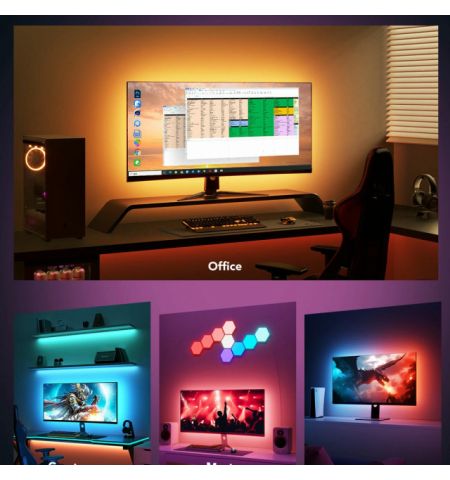 Monitor Light Strip  GOVEE RGB Gaming Light Strip G1 (27”-34”), Wi-Fi + BT, Multicolor, App, Music Mode, No Hub Required, Color synchronization via GOVEE Desktop app, Razer chroma sync. Monitor Light Strip  GOVEE RGB Gaming Light Strip G1 (27”-34”), Wi-Fi + BT, Multicolor, App, Music Mode, No Hub Required, Color synchronization via GOVEE Desktop app, Razer chroma sync.