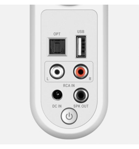 SVEN MC-5 White,  2.0 / 2x25W RMS, Bluetooth, RCA, microSD, USB flash, optical input, remote control, All-in-one control panel with touch buttons.