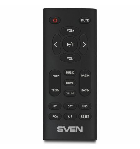 SVEN MC-5 Grey,  2.0 / 2x25W RMS, Bluetooth, RCA, microSD, USB flash, optical input, remote control, All-in-one control panel with touch buttons.