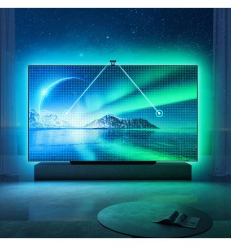TV Light Strip  GOVEE RGBIC Envisual TV Backlight T2 with Dual Cameras (55”-65”), Wi-Fi + BT, Multicolor, Zonal Color Control, Voice Control, App, Music Mode, No Hub Required, Real-time color matching to enhance your visual experience