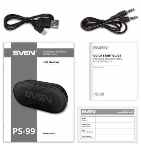SVEN PS-99, Bluetooth Waterproof Portable Speaker, 10W RMS, Dynamic switchable RGB backlight, Water protection (IPx5), TWS, built-in lithium battery -1800 mAh,  AUX stereo input SVEN PS-99, Bluetooth Waterproof Portable Speaker, 10W RMS, Dynamic switchable RGB backlight, Water protection (IPx5), TWS, built-in lithium battery -1800 mAh,  AUX stereo input