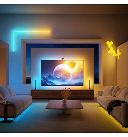 TV Light Strip  GOVEE RGBIC Envisual TV Backlight T2 with Dual Cameras (55”-65”), Wi-Fi + BT, Multicolor, Zonal Color Control, Voice Control, App, Music Mode, No Hub Required, Real-time color matching to enhance your visual experience