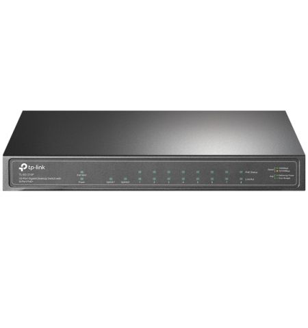 10-port 10/100/1000Mbps POE+ Switch TP-LINK "TL-SG1210P", 8 PoE+ ports, 63W Budget, SFP, Steel Case