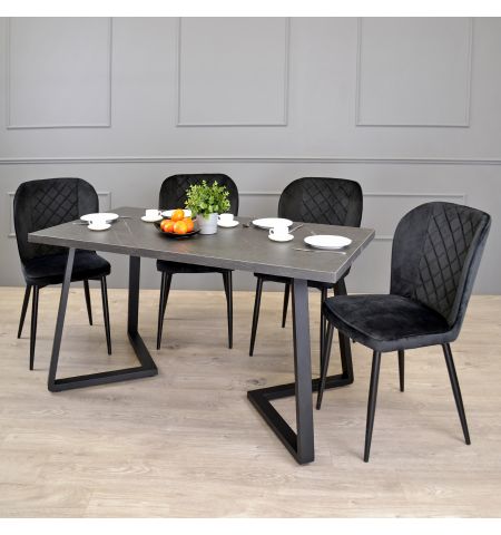 Masă FRIDA Marmură Neagră+Black Legs 150×80