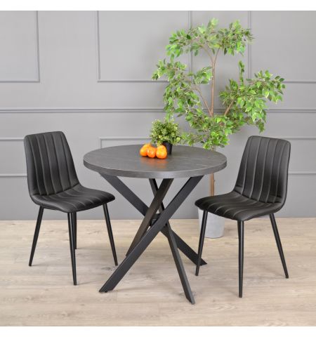 Masă TORINO Rondo Marmură Neagră Ø90