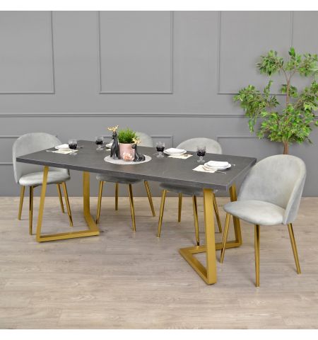 Masă FRIDA Marmură Neagră+Golden Legs 180×90